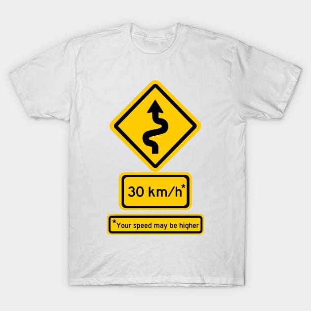 windy road speed sign (km/h) T-Shirt by graphius